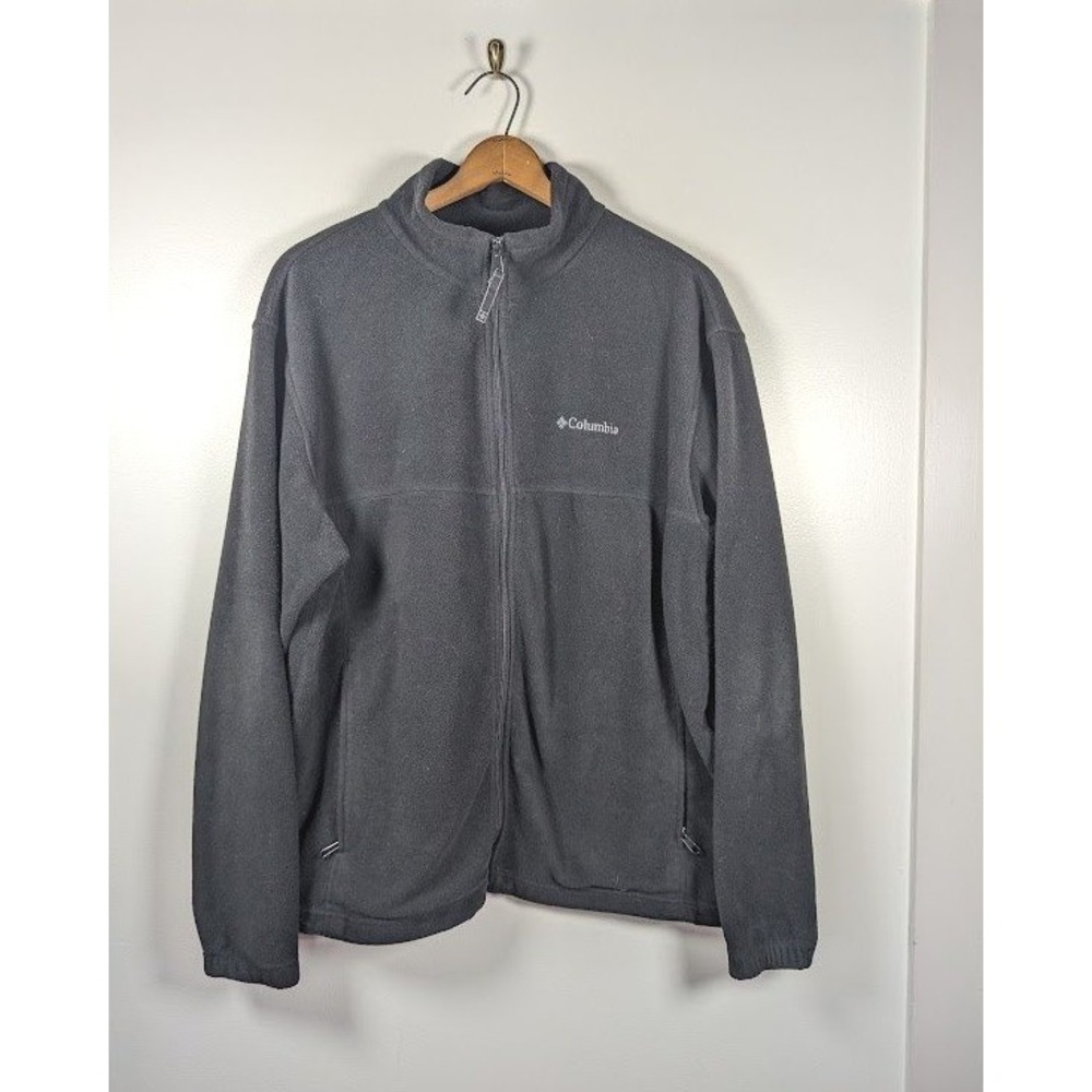 Columbia Fleece Jacket‎ Men's Size XLT Tall Black Lightweight Full Zip Outdoors